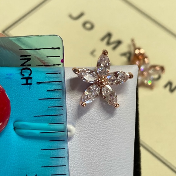 Gold Plated Flower Stud Earrings - Picture 5 of 5